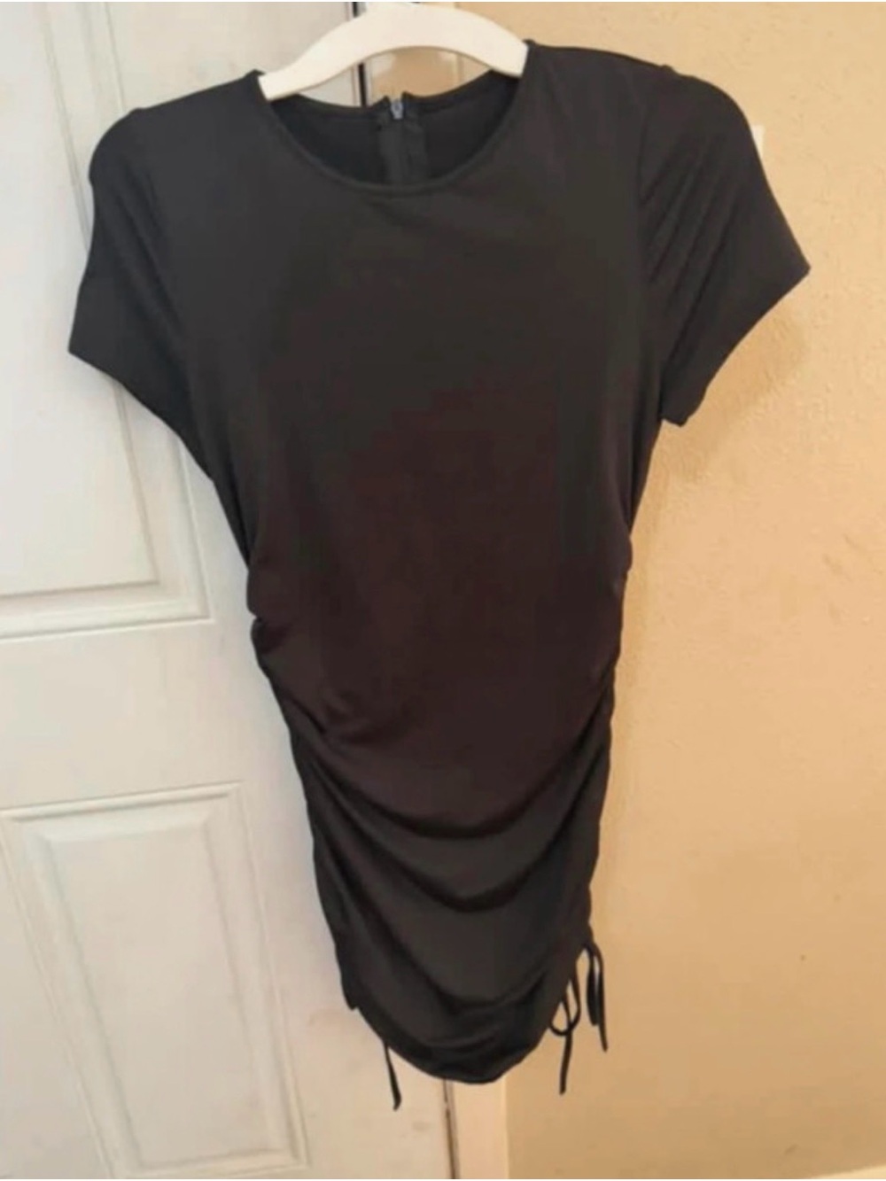 Amazon Black Ruched Side-Tie Mini Dress